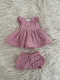 Dress Set - to suit 34cm Mini Coletto, Minikane and Paola Reina Grande Dolls - Light Pink Chambray