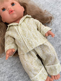 Pyjama Set - to suit 38cm Miniland Doll.  Will also fit 32cm soft body Miniland Doll and 34cm Mini Coletto, Minikane and Paola Reina Grande Dolls - Antique Emblem