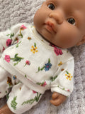 Pyjama Lounge Set - to suit 21cm Miniland Doll - Blooming Buds