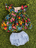 Dress Set - to suit 38cm Miniland Doll - Midnight Flowers