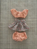 3 piece set - Skirt Set to suit 38cm Miniland Doll - Peach Blossoms