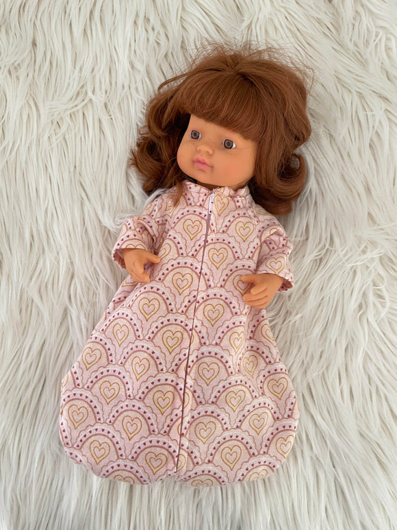 Sleeping Bag - to suit 38cm Miniland Doll - Boho Hearts