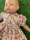 Dress Set - to suit 40cm soft body Miniland Doll - Autumn Flowers