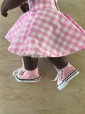 Trainers. Lace up Shoes to suit 38cm Miniland Doll - Canvas - Denim Pink
