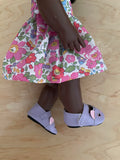 Mary Jane Shoes to suit 38cm Miniland Doll - Cats - Lavender