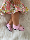 Mary Jane Shoes to suit 38cm Miniland Doll - Cats - Pink