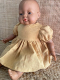 Dress Set - to suit 40cm soft body Miniland Doll - Tumeric - Damask