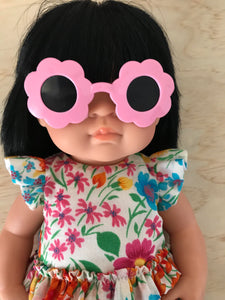 Doll Glasses - Tinted lens - Sun Glasses style - Flower - Pink