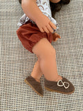Flats Shoes to suit 38cm Miniland Doll - Chocolate faux suede