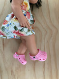 Croc Style shoes to suit 38cm Miniland Doll - Pale Pink