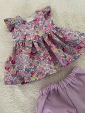 Dress Set - to suit 32cm (Hard Body) Miniland Doll - Lilac Wildflowers