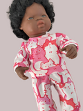Pyjama Lounge Set - to suit 38cm Miniland Doll.   Will also fit 32cm soft body Miniland Doll and 34cm Mini Coletto, Minikane and Paola Reina Grande Dolls - Cat's Pyjamas
