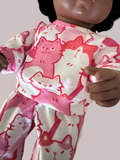 Pyjama Lounge Set - to suit 38cm Miniland Doll.   Will also fit 32cm soft body Miniland Doll and 34cm Mini Coletto, Minikane and Paola Reina Grande Dolls - Cat's Pyjamas