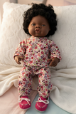 Pyjama Lounge Set - to suit 38cm Miniland Doll.   Will also fit 32cm soft body Miniland Doll and 34cm Mini Coletto, Minikane and Paola Reina Grande Dolls - Flowers
