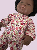 Pyjama Lounge Set - to suit 38cm Miniland Doll.   Will also fit 32cm soft body Miniland Doll and 34cm Mini Coletto, Minikane and Paola Reina Grande Dolls - Flowers