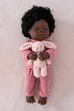 Pyjama Lounge Set - to suit 38cm Miniland Doll.   Will also fit 32cm soft body Miniland Doll and 34cm Mini Coletto, Minikane and Paola Reina Grande Dolls - Rose Pink