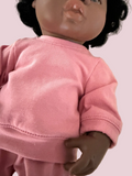 Pyjama Lounge Set - to suit 38cm Miniland Doll.   Will also fit 32cm soft body Miniland Doll and 34cm Mini Coletto, Minikane and Paola Reina Grande Dolls - Rose Pink