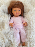 Pyjama Lounge Set - to suit 38cm Miniland Doll.   Will also fit 32cm soft body Miniland Doll and 34cm Mini Coletto, Minikane and Paola Reina Grande Dolls - Pink French Terry.