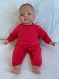 Pyjama Lounge Set - to suit 40cm Miniland Doll - Tomato Red.