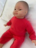 Pyjama Lounge Set - to suit 40cm Miniland Doll - Tomato Red.