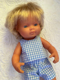 Shorts Set to suit 38cm Miniland Doll - Blue Gingham