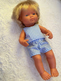 Shorts Set to suit 38cm Miniland Doll - Blue Gingham
