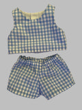 Shorts Set to suit 38cm Miniland Doll - Blue Gingham