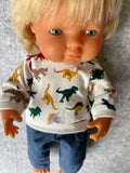 Trousers Set - to suit 38cm Miniland doll - Jeans and Dino Jumper Top