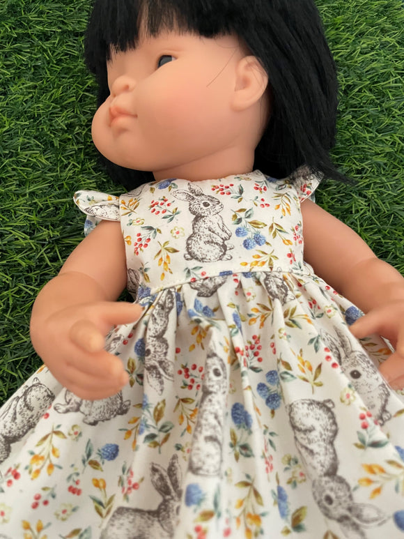 Dress Set - to suit 38cm Miniland Doll - Flopsy Mopsy Ivory