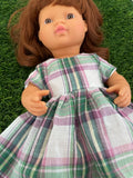 Dress Set - to suit 38cm Miniland Doll - Purple Tartan