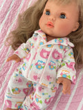 Pyjama Set - to suit 38cm Miniland Doll.  Will also fit 32cm soft body Miniland Doll and 34cm Mini Coletto, Minikane and Paola Reina Grande Dolls - Flannelette - Ellie & Owlie