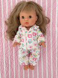 Pyjama Set - to suit 38cm Miniland Doll.  Will also fit 32cm soft body Miniland Doll and 34cm Mini Coletto, Minikane and Paola Reina Grande Dolls - Flannelette - Ellie & Owlie