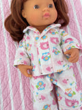 Pyjama Set - to suit 38cm Miniland Doll.  Will also fit 32cm soft body Miniland Doll and 34cm Mini Coletto, Minikane and Paola Reina Grande Dolls - Flannelette - Ellie & Owlie