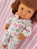 Pyjama Set - to suit 38cm Miniland Doll.  Will also fit 32cm soft body Miniland Doll and 34cm Mini Coletto, Minikane and Paola Reina Grande Dolls - Flannelette - Ellie & Owlie