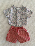 Shorts Set to suit 38cm Miniland Doll - Christmas - Grandad Holly Shirt with Stripe Shorts