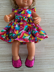 Shoes to suit 38cm Miniland Doll - Hot Pink Sparkle