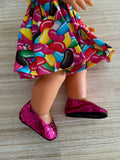 Shoes to suit 38cm Miniland Doll - Hot Pink Sparkle