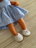 Shoes to suit 38cm Miniland Doll - White with Gold Heart Buckle