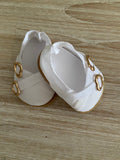 Shoes to suit 38cm Miniland Doll - White with Gold Heart Buckle