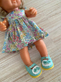 Mary Jane Shoes to suit 38cm Miniland Doll - Oxford - Pale Aqua