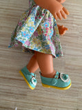 Mary Jane Shoes to suit 38cm Miniland Doll - Oxford - Pale Aqua