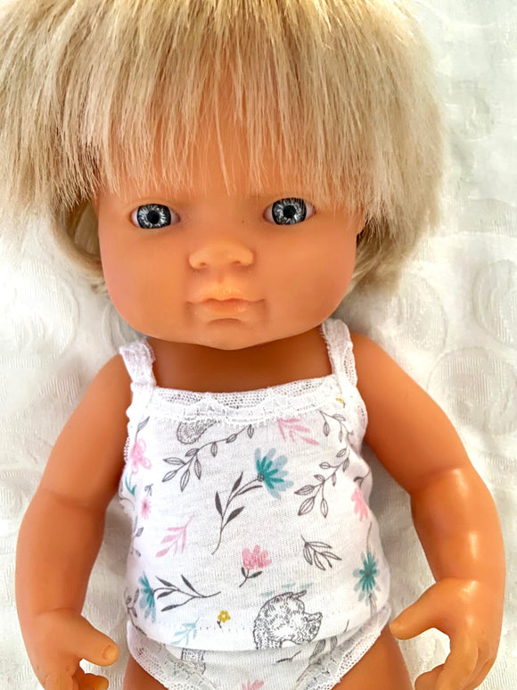 Underwear - Singlet to suit 38cm Miniland Doll -  Squirrels