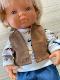 Vest - to suit 38cm Miniland Doll - Brown Faux Suede