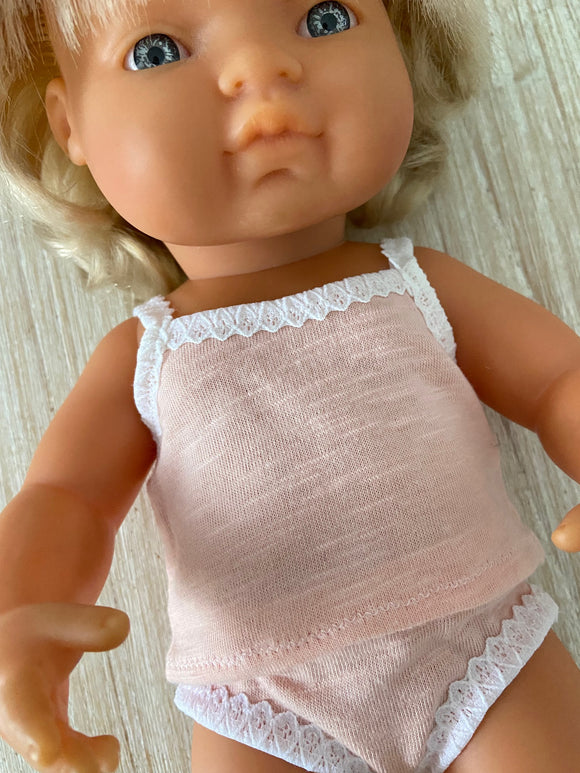 Underwear - Singlet to suit 38cm Miniland Doll - Peach