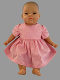 Dress Set - to suit 40cm soft body Miniland Doll - Daisies Pink on Pink