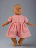 Dress Set - to suit 40cm soft body Miniland Doll - Daisies Pink on Pink