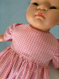 Dress Set - to suit 40cm soft body Miniland Doll - Daisies Pink on Pink