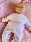 Pyjama Lounge Set - to suit 40cm Miniland Doll - Pink French Terry