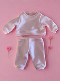 Pyjama Lounge Set - to suit 40cm Miniland Doll - Pink French Terry