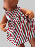 Dress Set - to suit 38cm Miniland Doll - Christmas Stripes